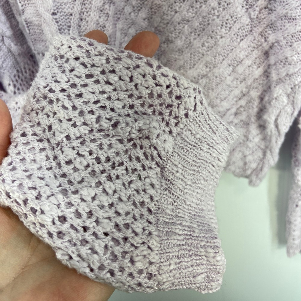 Sincerely Jules Lilac‎ Long Sleeve Open Knit Crew Neck Sweater Womens Medium - Picture 3 of 7